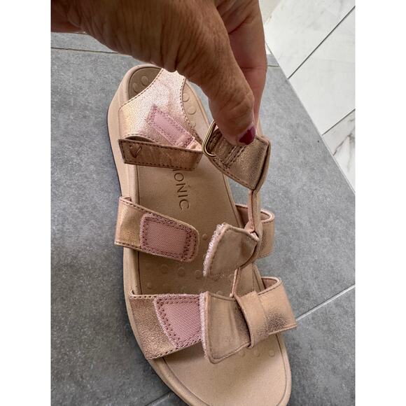 Vionic Rose Gold Orthotic Sandals Size 10 | Adjustable Straps | Comfort Wedge - Picture 4 of 5
